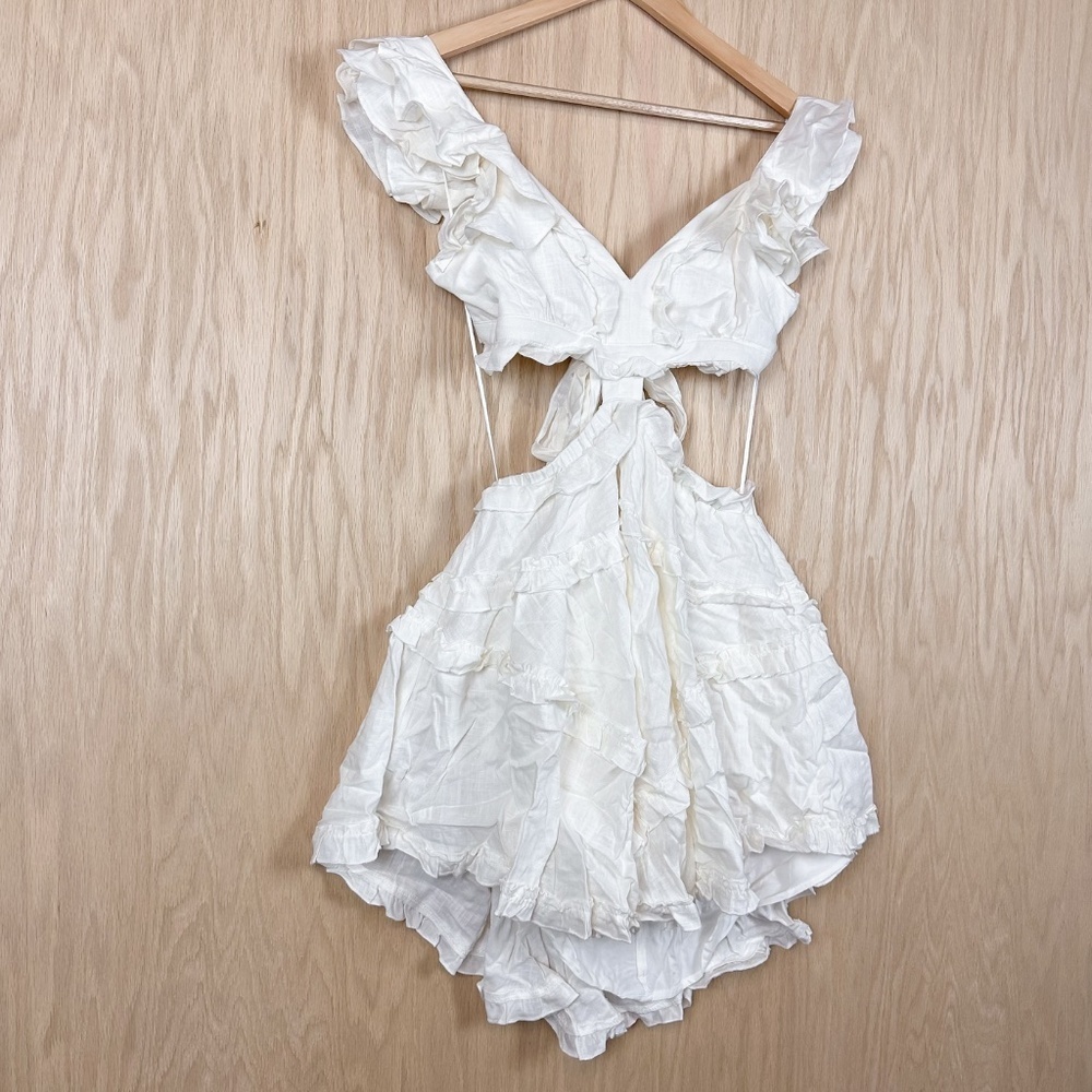 Luxxel White Ruffle Cutout Mini Dress - Picture 5 of 10